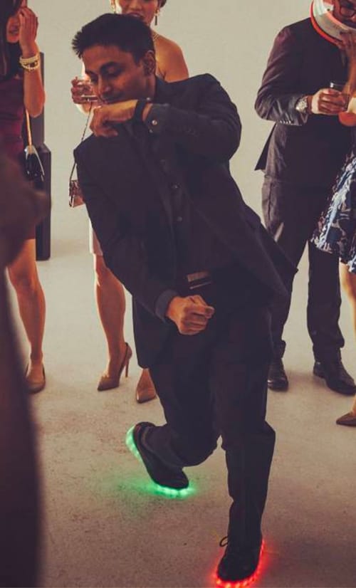 A photo of me tearin' it up on the dance floor at an office holiday party.